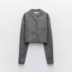 Zara Grey Button-Up Women's Cardigan